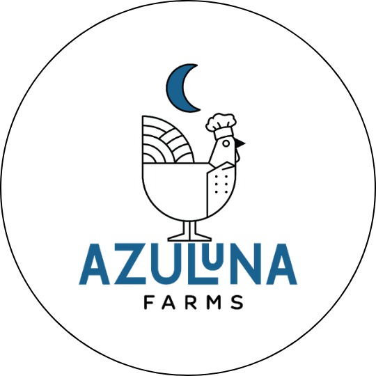 Azuluna Farms Logo Mark -- Azuluna Farms Favicon and Logo inside a white circle with a black border