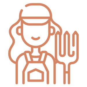 Azuluna Farms Internships Icon depicting a a female farmer with a pitchform